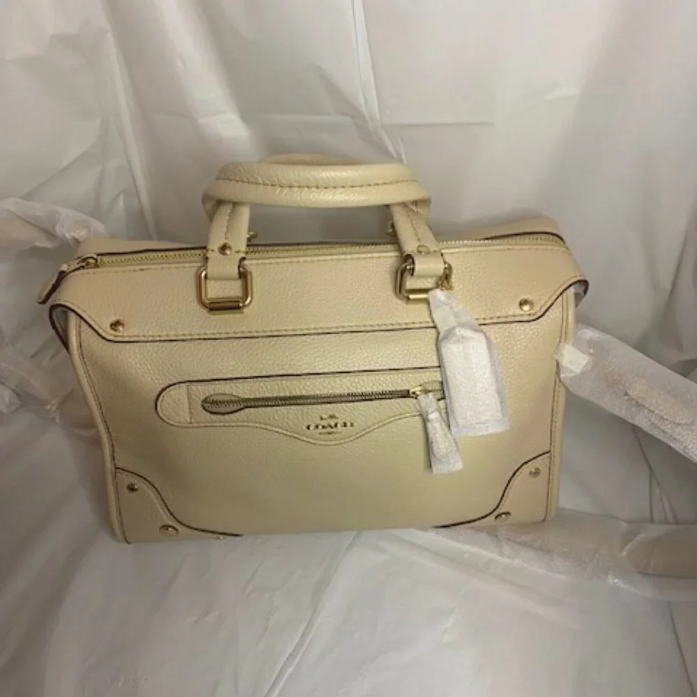 Coach Millie Pebbled Leather Satchel Bag in Ivory (NEW) - Picture 4 of 10